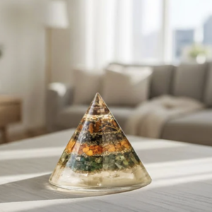 Energized Conical Dhan Yog Pyramid With Selenite Base